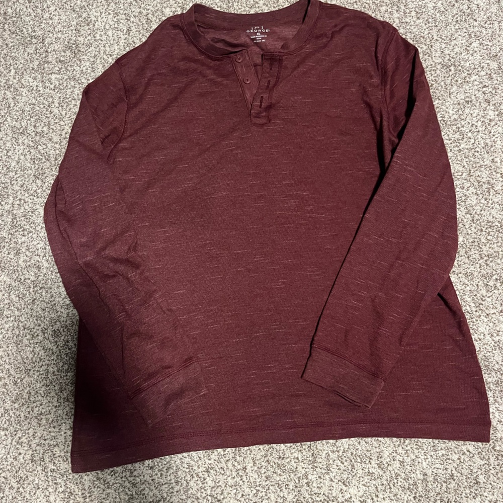 George Men's Casual Button Down Shirt - Burgundy